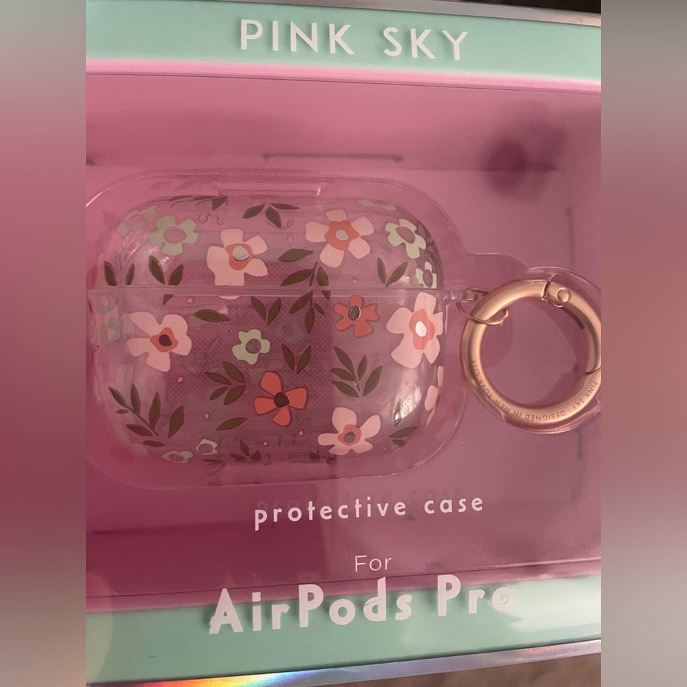 Pink Sky AirPods Plus carrying case